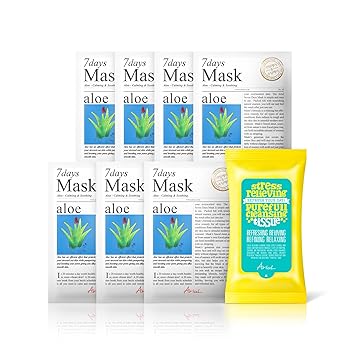 Download Amazon Com Ariul Natural Aloe Sheet Mask Pack For Acne Calming Soothing 7 Days Mask Set Aloe Multipack 7 Mask 15 Wipes Premium 7 Day Skincare Therapy To Treat Sunburn Yellowimages Mockups