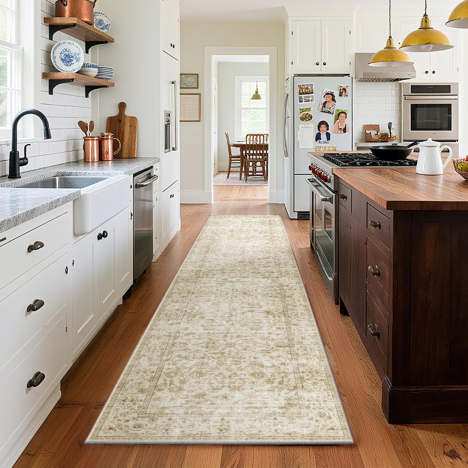 Washable Kitchen Rug Runners for Hallways: 2'x10' Bedroom Runner Rug Non Slip Low-Pile Stain Resistant Soft Carpet Runner for Indoor Entryway Hallways Kitchen Laundry Room Beside Farmhouse Image