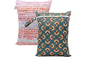 YULUONAPS Wet Dry Bag Waterproof Reusable Wet Bag for Swimsuit, Travel, Beach, Pool, Bathing Suit, Diapers, Dirty Yoga Gym Clothes Daycare Organizer One Zippered Pocket (orange dot)