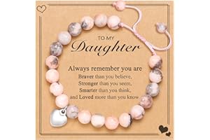 PINKDODO Gifts for Granddaughter/Daughter/Niece/Teen Girls Jewelry, Natural Pink Stone Adjustable Bracelet for Girls, Birthda