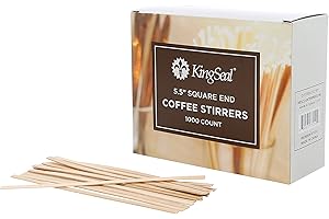 2000 Count | KingSeal Natural Birch Wood Coffee Stirrers, Stir Sticks, 5.5 Inch, Square End, Earth-Friendly, Biodegradable - 2 Boxes x 1000 Stirrers