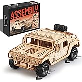 MOCBURIKU 3D Wooden Puzzles Model Car Kits to Build for Adults, DIY Off-Road Cars Building Kits, Brain Teaser Pull Back Toys, Gift for Men Boys on Birthday/Christmas Day (Off-Road Car)