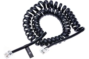 RJ10 Telephone Phone Cord Lead Curly Cable Spring Coiled Spiral Handset Wire 6 Feet Compatible with Landline/IP Phones BT, AT