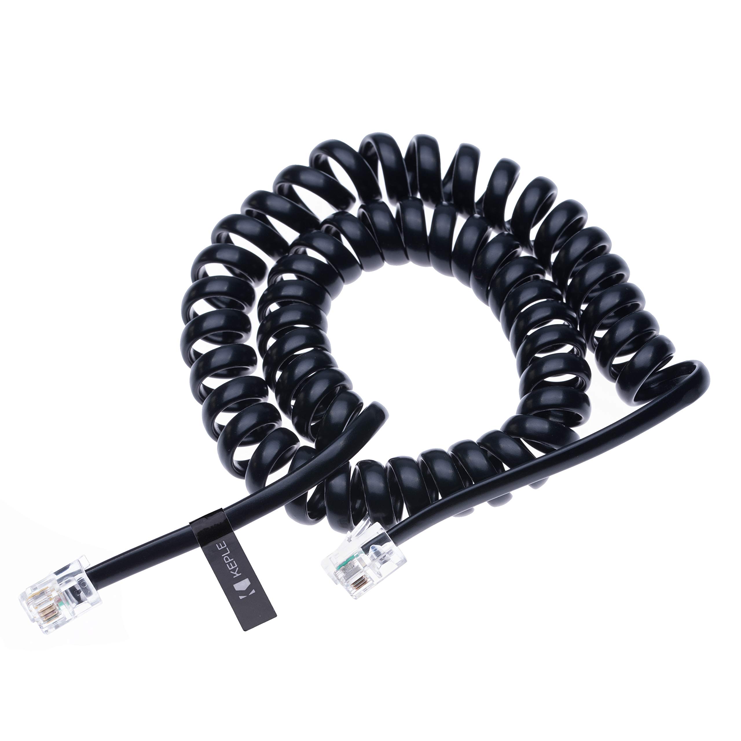 Keple RJ10 Telephone Phone Cable Lead Curly Spring Coiled Spiral Handset Wire 3 Meter / 10 Feet Compatible with Landline/IP Phones BT, AT&T, Cisco, NEC, ROLM, ITT, TI (Black)