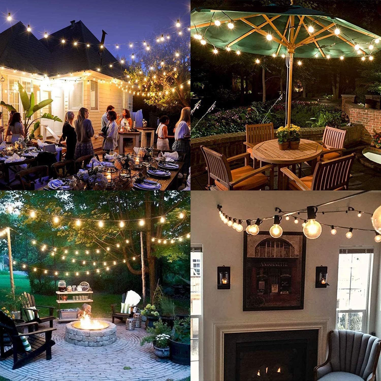 JMEXSUSS Outdoor String Lights 25ft G40 Patio Globe Lights with Edison Glass Bulbs, Waterproof Connectable Balcony Lights UL Listed Commercial Grade for Hanging Party Backyard Porch Decor, Black: Home & Kitchen