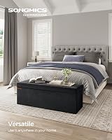 SONGMICS Storage Ottoman Foldable Small Foot Rest 38x110x38 cm Ink Black view 3