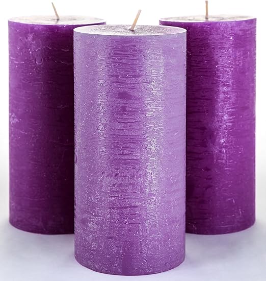 Amazon Com Set Of 3 Purple Pillar Candles 3 X 6 Unscented