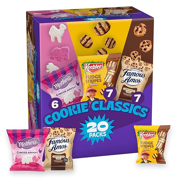 ASSORTED COOKIE CLASSICS VARIETY PACK – MOTHER’S CIRCUS, KEEBLER FUDGE STRIPES & FAMOUS AMOS, 20 POUCH BOX, 20 OZ