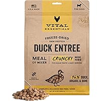 Vital Essentials Freeze-Dried Raw Dog Food, Duck Mini Nibs Entree, 14 oz