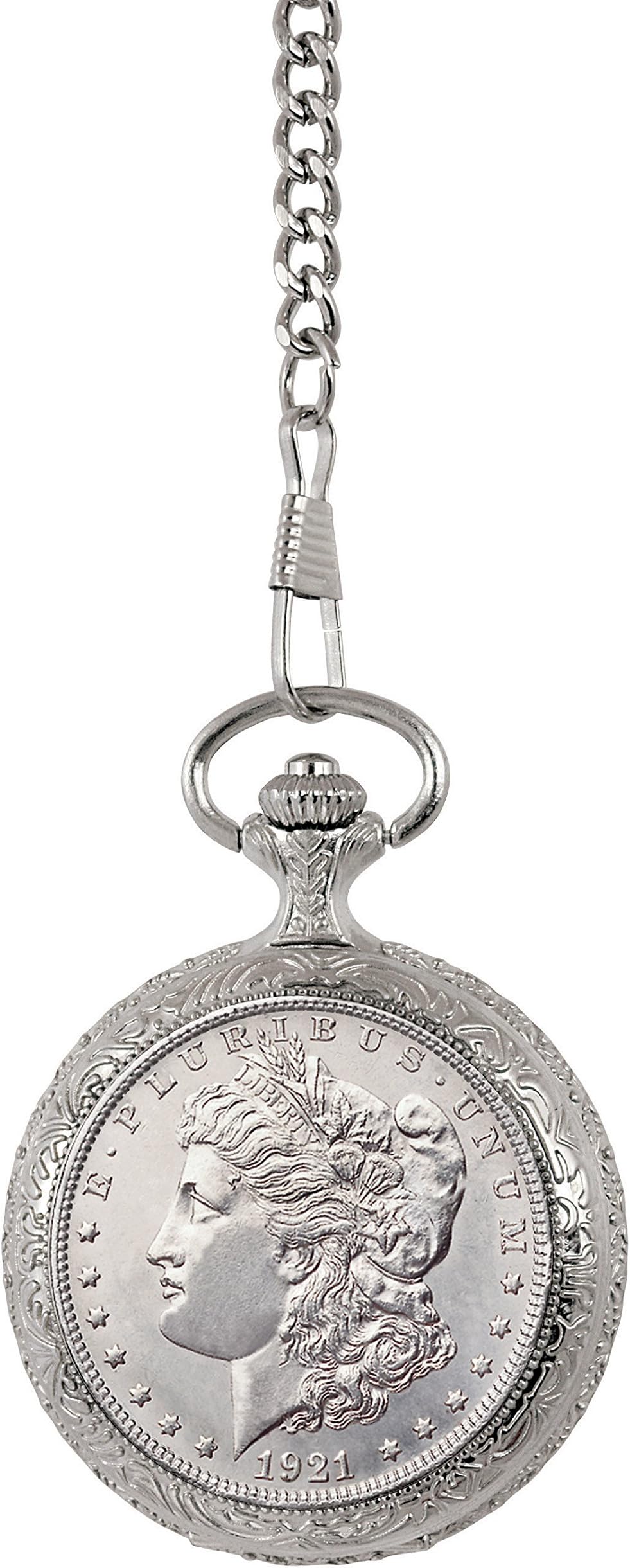 American Coin Treasures Brilliant Uncirculated Morgan Silver Dollar Pocket Watch