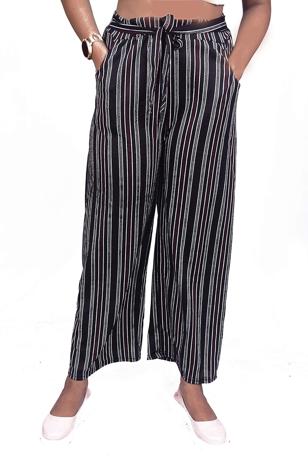 multi colored striped palazzo pants