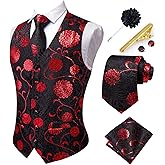 Hi-Tie Men's Suit Vest Business Formal Waistcoat Paisley Jacquard Tie Suit Waistcoat Set for Wedding Party