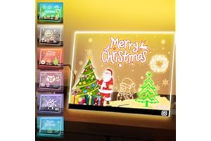Exbelle 16“ LED Drawing Board 7 Colors Light Acrylic Dry Erase Lumiboard Board for Kids with Stand 2 Modes as Night Light for
