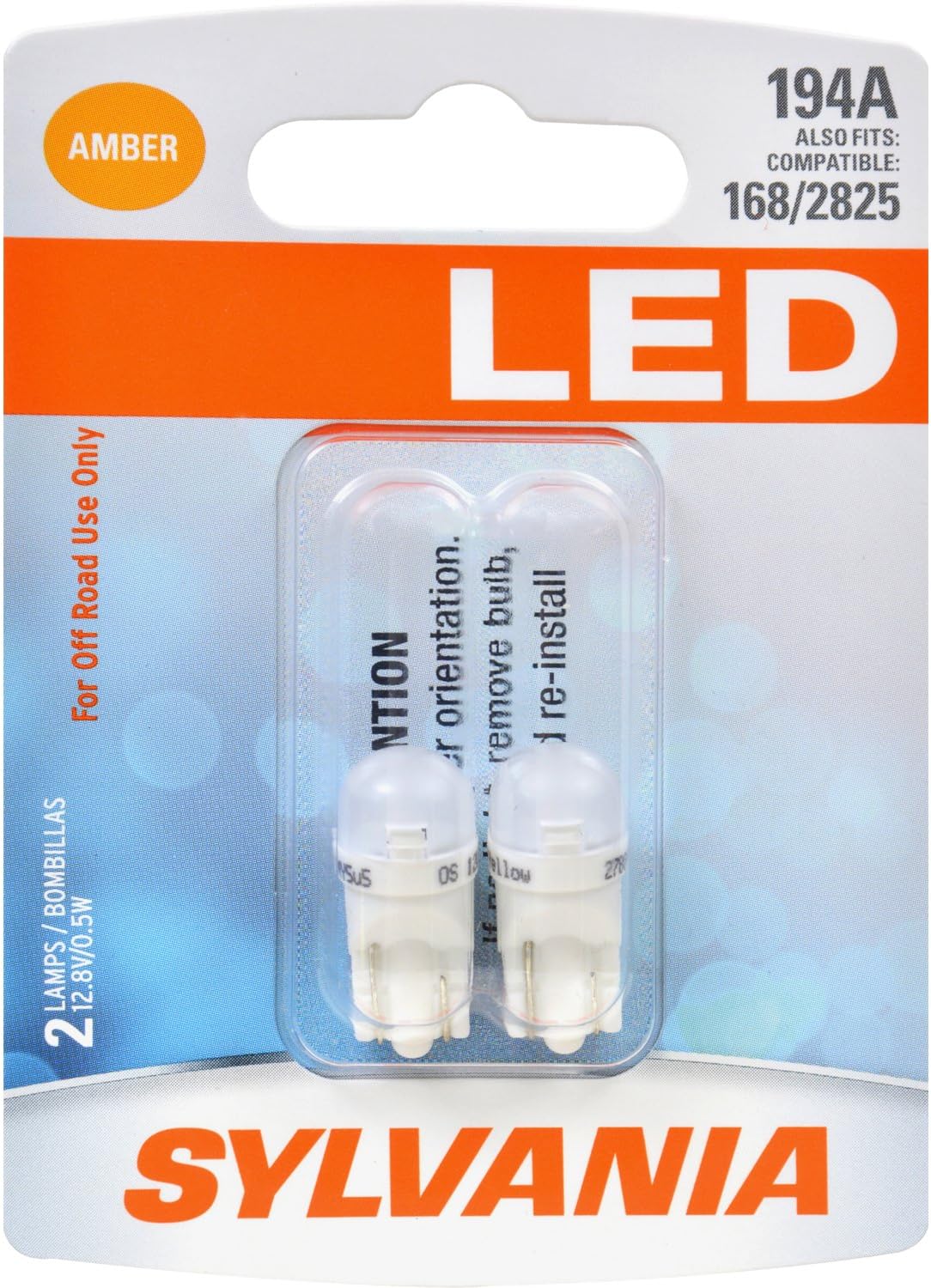 Amazon Com Sylvania 194 T10 W5w Led Amber Mini Bulb Bright Led Bulb Ideal For Interior Lighting Contains 2 Bulbs Automotive