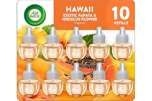 Air Wick Plug-In Scented Oil Refills, Hawaii with Essential Oils, 10 Count | Air Wick Plug-In Scented Oil Refills, Hawaii Exo