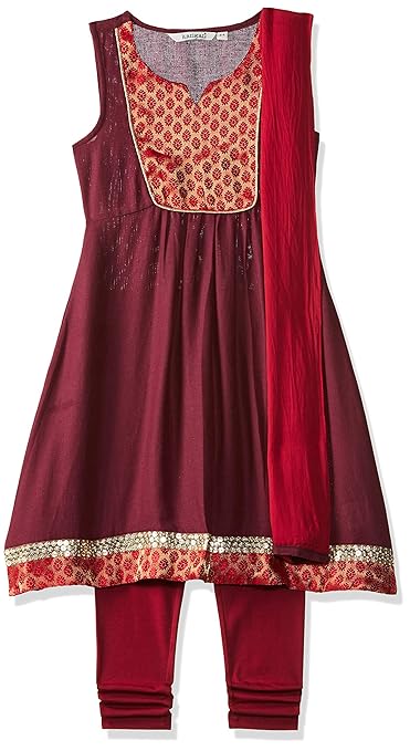Girls' A-Line Regular Fit Salwar Suit Set (400017778099)