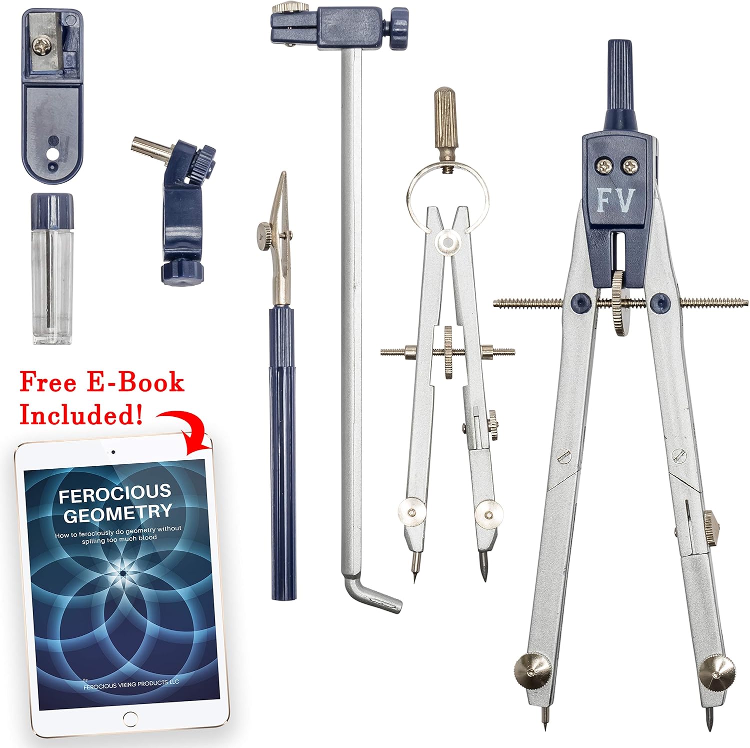 Drafting Compass for Geometry Set - Drawing Compass Geometry Set for Drafting, Math and Making Circles with Large Extension Beam for School, Drafting, Engineering and Architecture : Office Products
