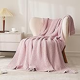 WESHIONGOO Throw Blanket for Couch Soft Knit Throw Blanket with Chenille Yarn Non-Shedding, Chenille Blanket for Living Room Bed Sofa (Pink, 50"*60")