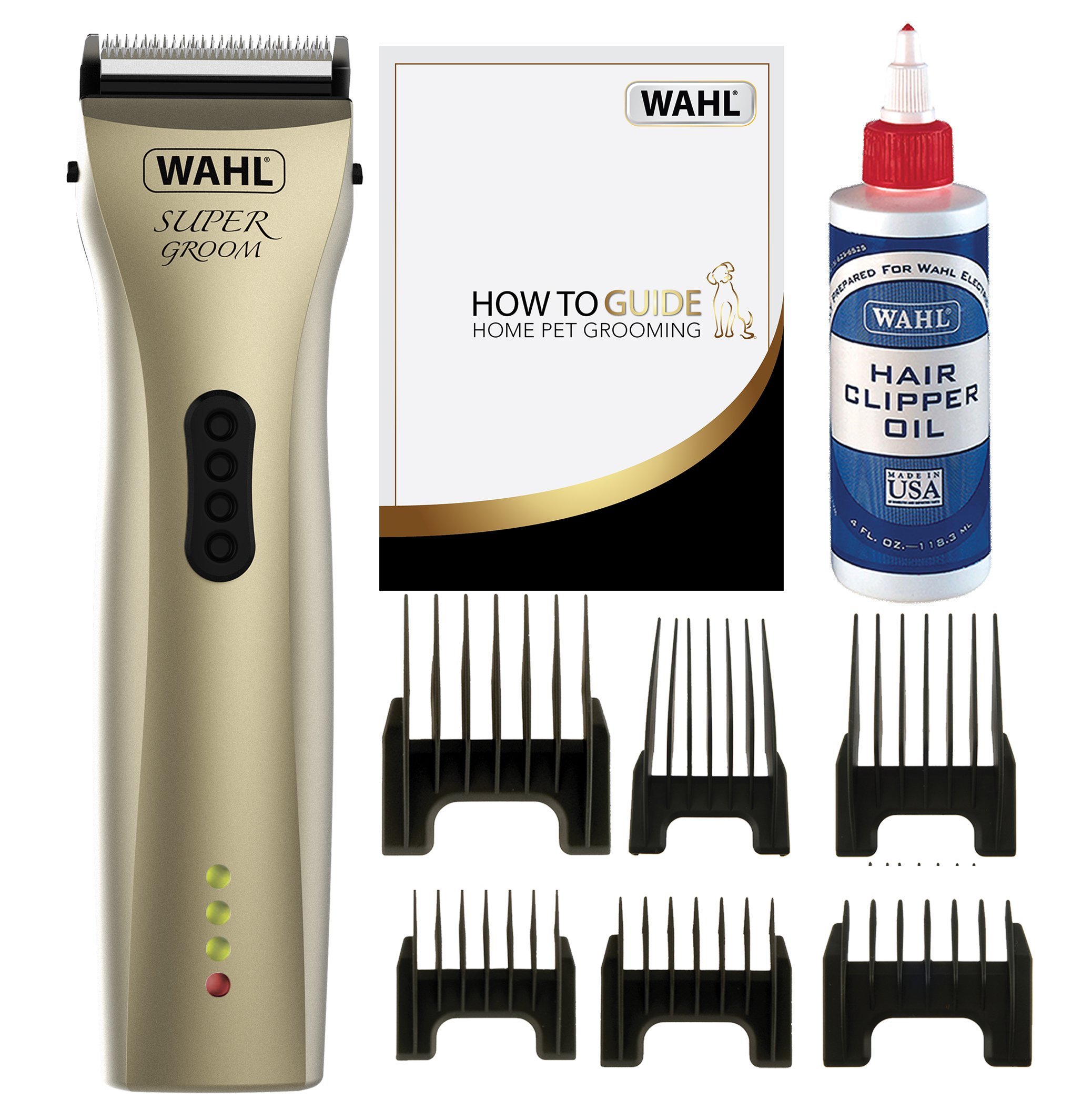 Wahl Super Groom Cord/Cordless Pet Clipper Kit – High‑Performance Low‑Vibration Dog Grooming Clipper with 100‑Min Run Time, Snap‑On Precision Blade (0.7–3 mm), Suitable for All Coat Types