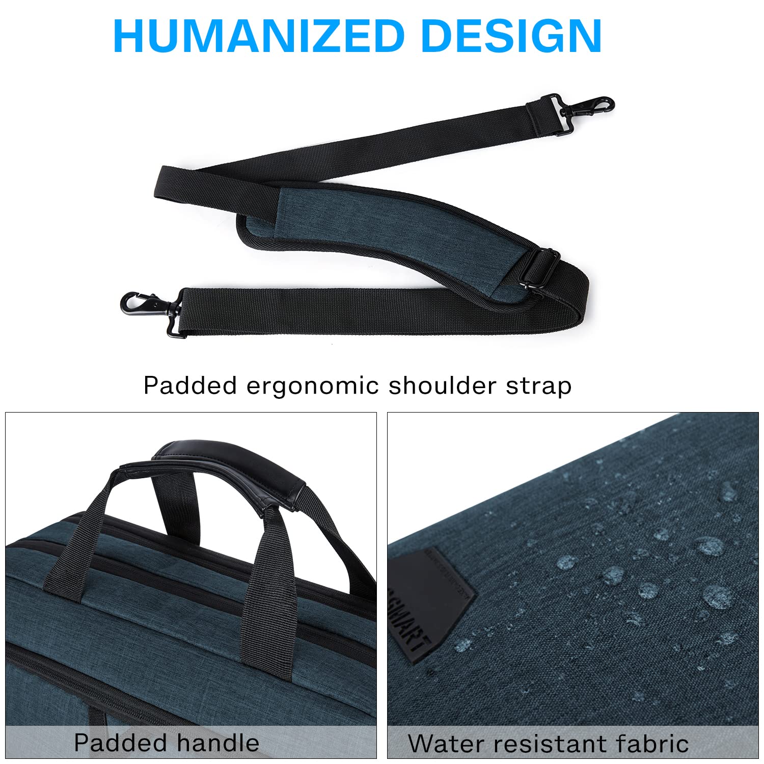 BAGSMART 17.3 Inch Laptop Bag, Expandable Computer Bag Laptop Briefcase Men Women, Laptop Shoulder Bag, Work Bag Business Travel Office, Dark Blue
