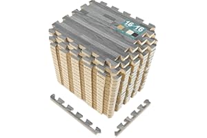 Sorbus Wood Floor Mats Foam Interlocking Wood Mats Each Tile 1 Square Foot 3/8-Inch Thick Puzzle Wood Tiles with Borders – fo