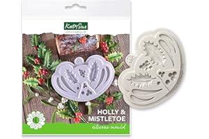 Flower Pro Holly & Mistletoe Silicone Mold For Cake Decorating & Crafts. For Gum Paste, Sugar Paste & Air Dry Clay From Katy Sue Designs Fondant Molds, Silicone Molds & Air Dry Clay Molds