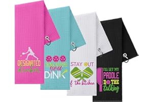 Hosuly 4 Pcs Dinkball Towel 16" x 24" Microfiber Waffle Athletic Towels with Clip Christmas Dinkball Lover Gift for Men Women(Women,Elegant)