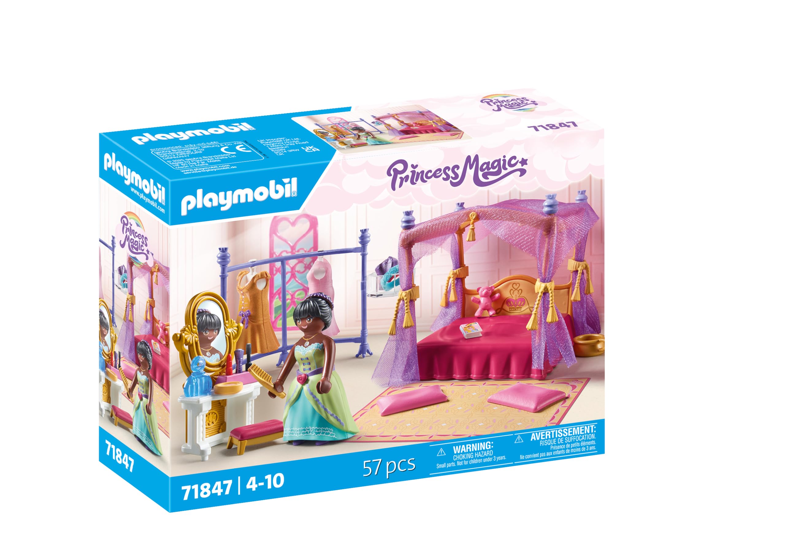 Playmobil | Princess Magic | Princess Bedroom with Dressing Room | Princess Toy Set | Fairy Tale Toy for Kids Aged 4+ | 71847
