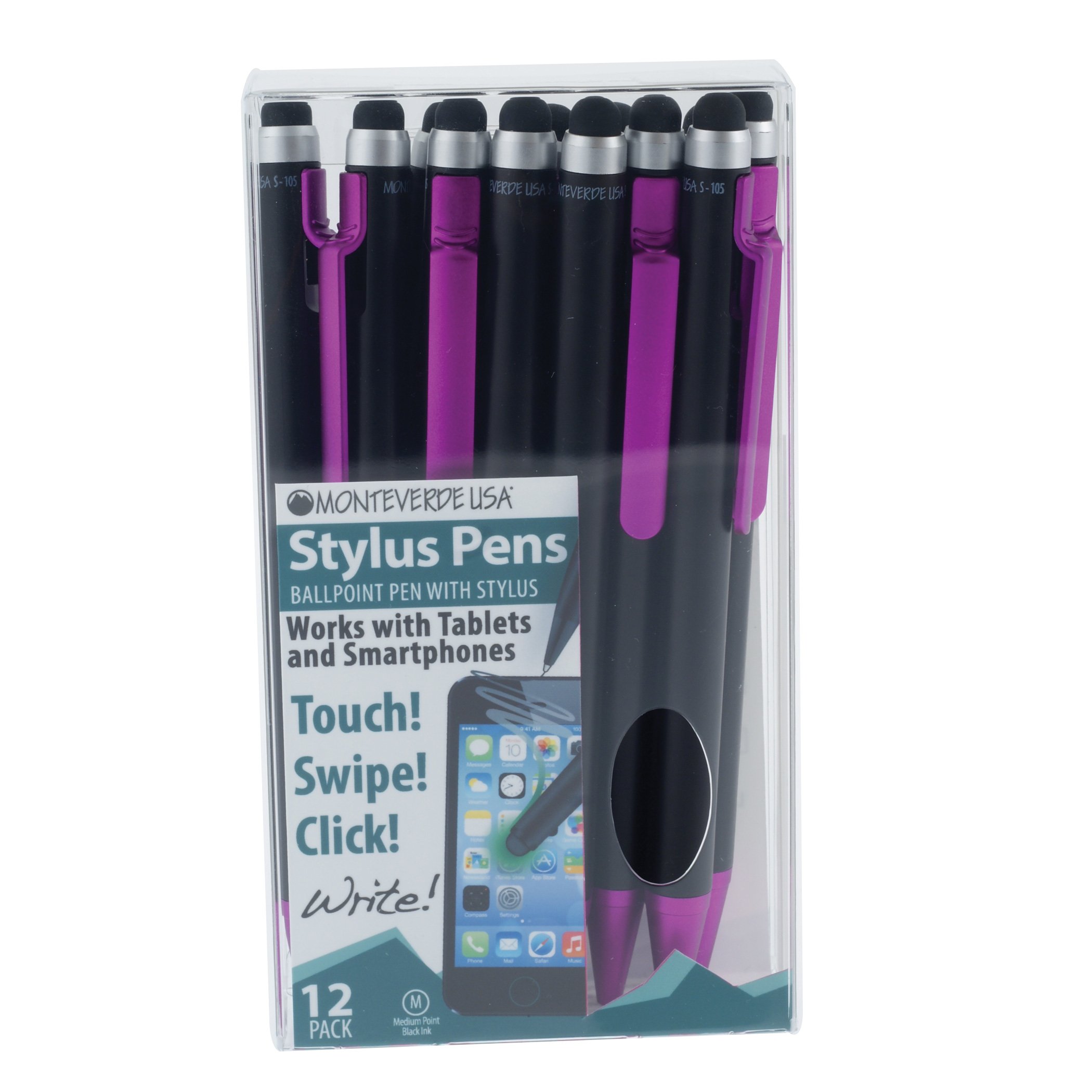 12 X Monteverde S-105 Clip Action One-touch Ballpoint Magent