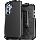Encased Rugged Belt Case for Samsung Galaxy S25, Protective [Heavy Duty] Dual-Layer Shockproof Cover with Rotating Belt Clip Holster (Compatible with MagSafe), Black (S25)