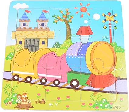 Tiny Souls Wooden Puzzle Multicolor Train, Tree, Signal