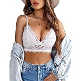 Avidlove Bralette Wireless Lace Camisole V-Neck Double-Layered Crop Top
