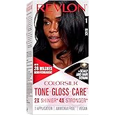 Revlon ColorSilk Tone + Gloss + Care Demi Permanent Hair Color, Dye Kit with Leave-In Scalp and Haircare Serum, 2x Shinier, 4