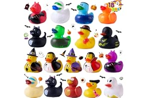 JOYIN 18 PCS Halloween Rubber Ducks, Halloween Ducks Toys for Trick or Treating Goodie Bag Fillers, Bathtub Toys Duckies for Halloween Party Favors Decorations, School Classroom Game Prizes