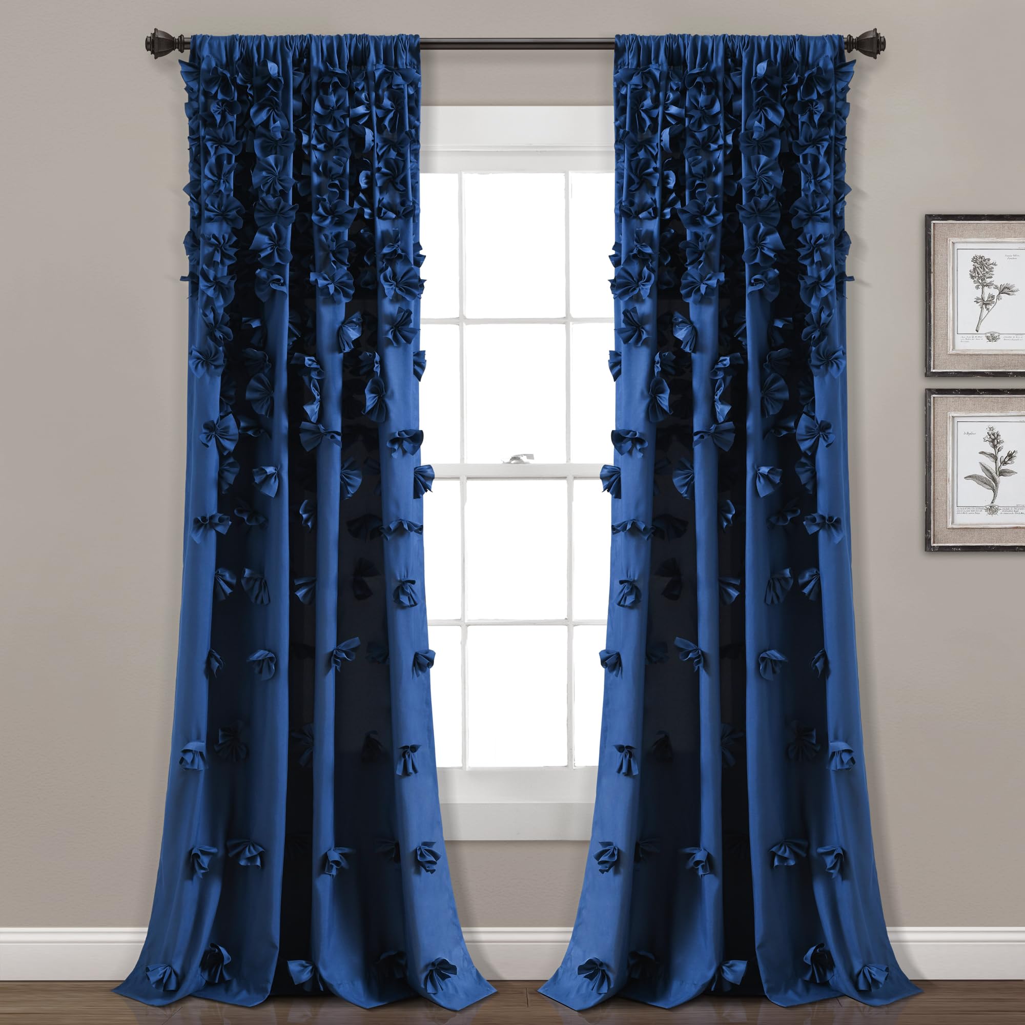 Photo 1 of *PARTIAL SET - ONLY 1 panel*
Lush Decor Riley Light Filtering Window Curtain Panel, Single 54" W x 84" L, Navy - Cute Blue Curtains for Bedroom - Bow Decor - Coquette Curtains for Windows