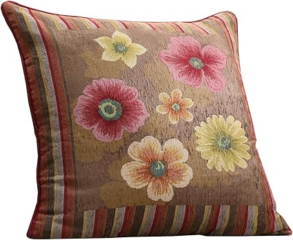 Amazon Co Jp イタリア製 クッションカバー フィオーレ 大判中身付き ブラウン ホーム キッチン