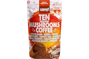 WIXAR NATURALS Wixar Mushroom Coffee Blend - Ten Treasure Mushrooms Extract Instant Coffee Powder with Lions Mane, Turkey Tail, Reishi, Chaga, Shiitake, Maitake, Cordyceps, Complex - 5oz Mushroom Supplement
