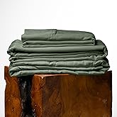 Olive + Crate Eucalyptus Sheets Set – Cooling Sheets for Hot Sleepers – 100% Organic Tencel Lyocell – Queen Size – Hypoallergenic, Moisture-Wicking – Deep Pockets – Soft, Durable 60" x 80" [Moss]