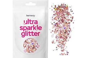 Hemway Rose Gold Holographic Mix Glitter Chunky Multi Purpose Dust Powder Arts & Crafts Decorations Costumes Makeup Cosmetic Face Eye Body Nails Skin Hair Festival 10g