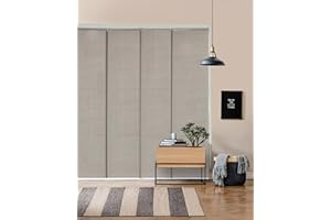 GoDear Design Adjustable Sliding Vertical Panel Track Blinds 45.8"- 86" W x 96" H, Extendable Patio Blinds for Sliding Doors and Large Windows, Trimmable Natural Woven Shades, Semi-Privacy, Ivory Dawn