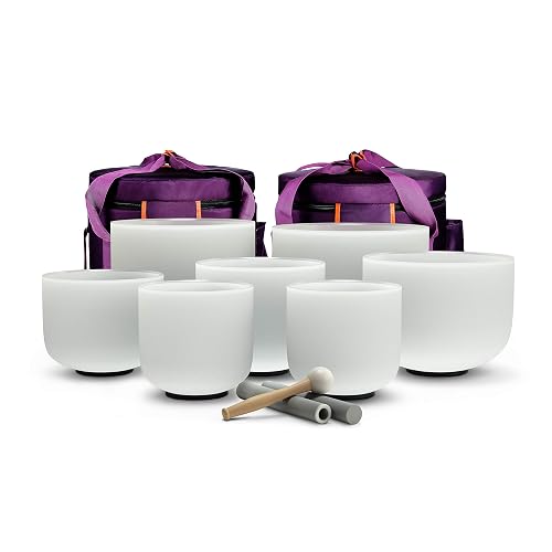 TOPFUND 7-12 inch 440 Hz Chakra Set of 7 Crystal Singing Bowls with ...