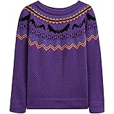 CHICWISH Women Spooky Bats Halloween Knit Sweater Casual Crewneck Long Sleeve Sweatershirt Holiday Print Pullover Top