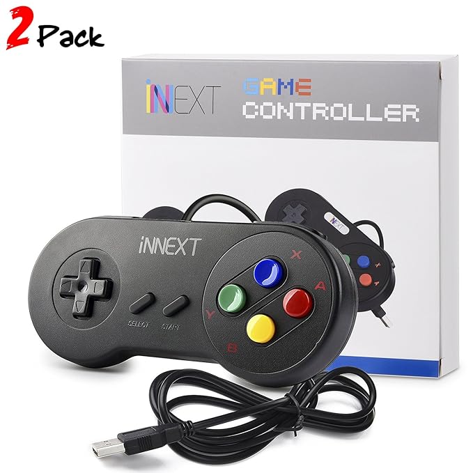 iNNEXT 2 x SNES USB Controller GamePad Joypad SNES Controller Joystick für Windows PC Mac Raspberry Pi ( Multi-Color Keys)