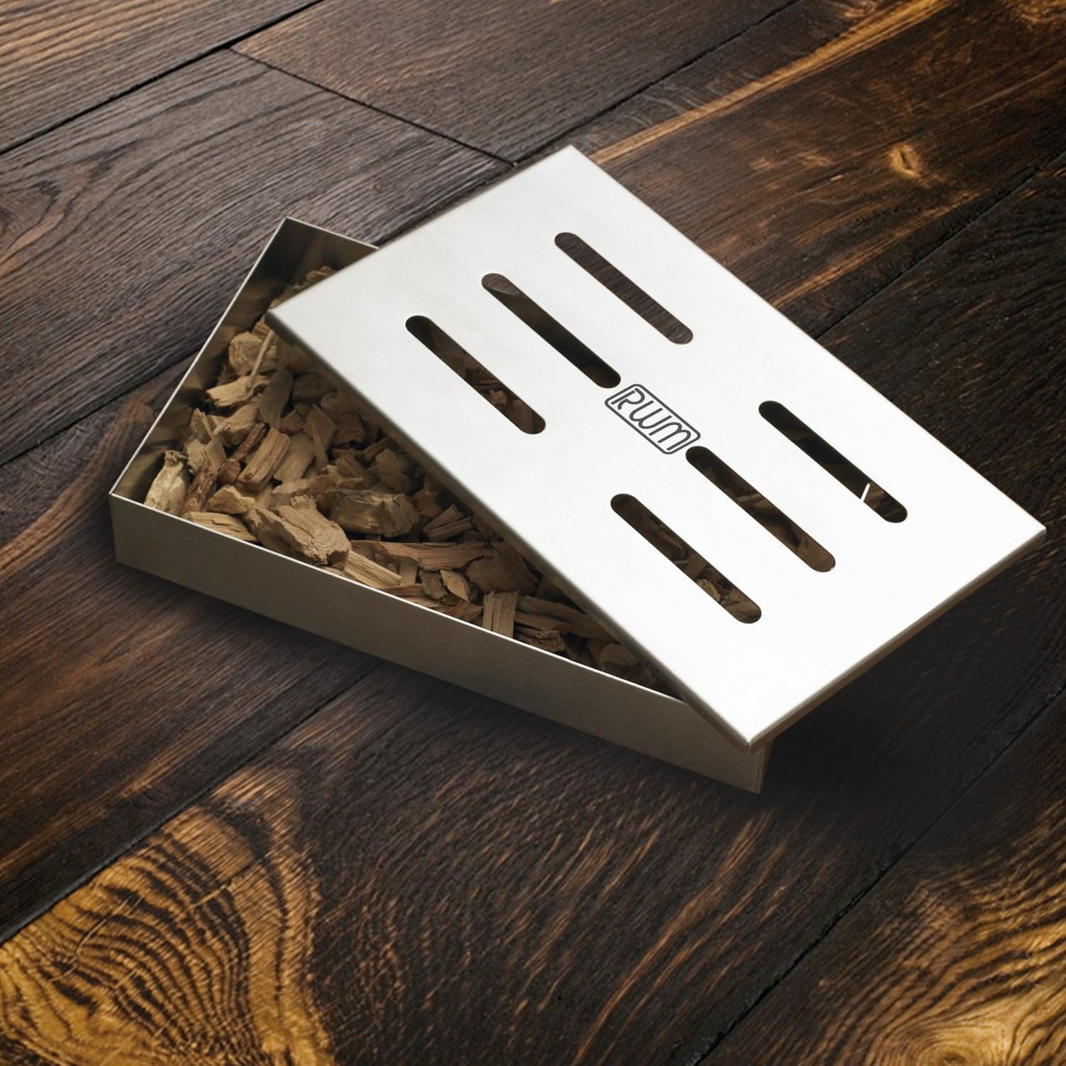Rwm Smoker Box for Grill BBQ Wood Chips- Large Capacity Thick Stainless Steel Meat Smoky Flavor Smoker Box for Charcoal & Gas Grill: Garden & Outdoor