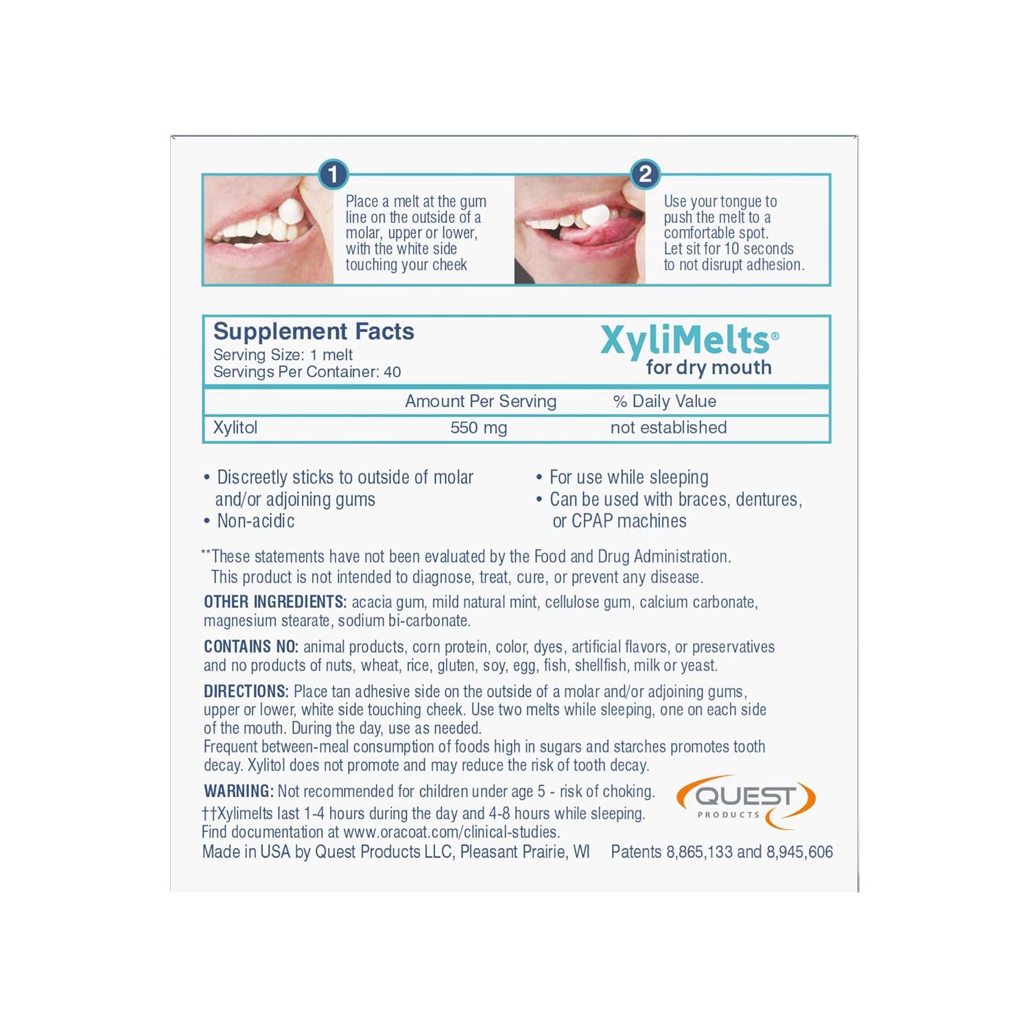 Oracoat Xylimelts Oral adhering Discs, mild Mint (Pack of 2), 40 Count: Beauty