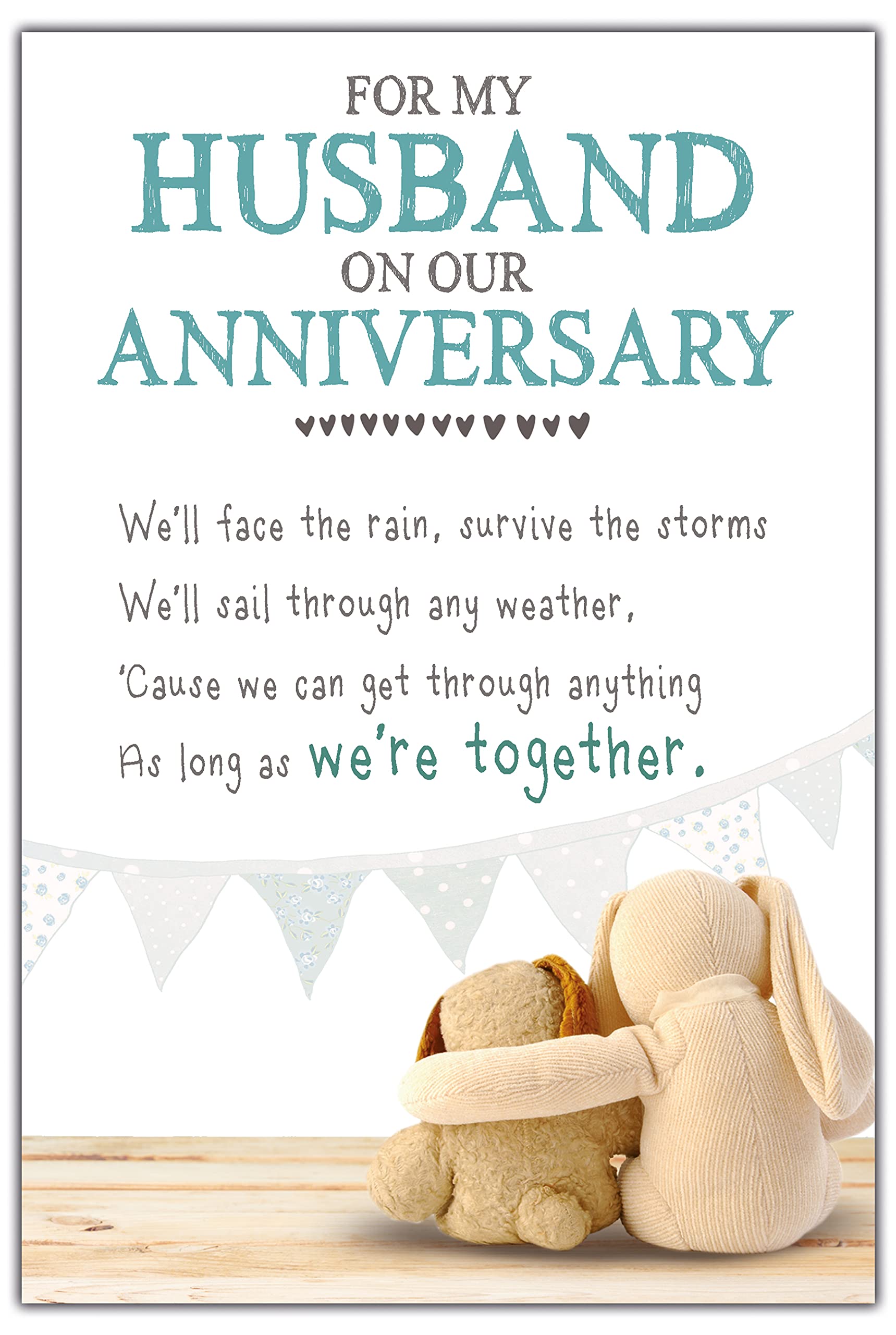 Snuggly Bumpkins For my Husband Anniversary Card, As Long As We're Together, Multi-Coloured