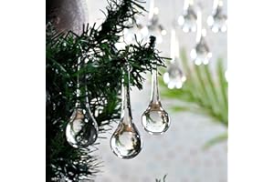 INDIAN SHELF IndianShelf 20 Clear Glass Christmas Ornaments for Tree- Teardrop Ornaments- Chandelier Crystals Replacement Drops- Christmas Decorations- Icicles Raindrop Decorative Hanging Ornaments Centerpieces