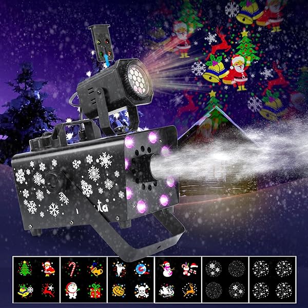 HAKUTA UPGRADED 800W SNOW MACHINE WITH 8 LED RGB LIGHTS, LED PROJECTION, AND 2 WIRELESS REMOTES, PERFECT FOR CHRISTMAS, HALLOWEEN,PARTIES, WEDDING AND DJ STAGE