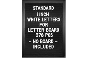 G GAMIT Felt Letter Board Letters Set - Pre-cut 378pcs Standard 1inch White Letters Only (No Board Included)