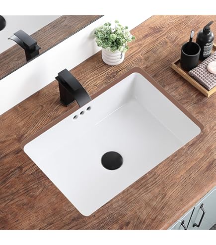 thumbnail image 2 of Ticor 20.5" White Porcelain Undermount Bathroom Vanity Sink - Square Ceramic Sink With Mounting Brackets 2 of 10